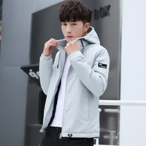 龙中龙 男士2020年新款韩版潮流上衣加绒衣服秋冬季休闲工装夹克(灰色 XL)