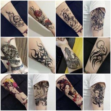 半花臂纹身贴防水持久男女逼真性感手臂船锚艺伎暗黑风刺青贴默认6张