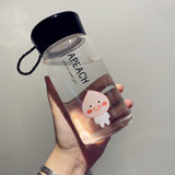 韩版玻璃杯防烫女男学生可爱便携水杯子ins韩国创意个性网红茶杯(透明款（屁屁桃）)