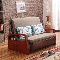伊维雅现代中式实木沙发床1.5米多功能可折叠小户型1.2米双人布艺拆洗沙发床(5号色 1.2米*1.9米)