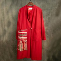 红裳女装 民族风红色大衣外套汉服外套 夏季复古文艺大衣外套 21904(M)