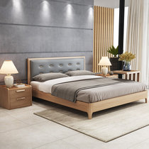 A家 家具 床 现代单人实木框架床简约双人床时尚卧室家具1.5米1.8米高箱储物 单床 框架床(1500mm*2000m(床 1.8*2米框架床)