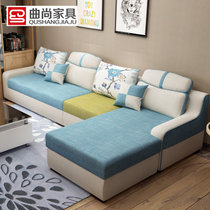 曲尚(Qushang)小户型沙发现代简约客厅整装布艺沙发组合可拆洗布沙发家具8811(颜色请备注 三人位)