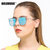 新款女士个性欧美风格海洋片太阳眼镜墨镜(银框冰蓝片 高清防紫外线镜片)