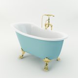 艾吉诺 独立式古典贵妃浴缸浴盆澡盆影楼1.5米1.6米1.7米(锌合金-银色脚 长度1.5米)