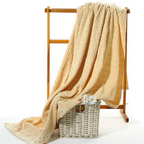 三利素色良品毛巾被1.5*200纯棉全棉老式毛巾被夏季薄款单人儿童双人盖毯午睡毯子 纯棉舒适 透气吸湿(黄色)