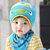 春季新款男女宝宝帽子 儿童帽子秋冬季 韩版婴儿棉布套头帽三角巾两件套装0-1-2岁(天蓝色)