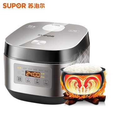 蘇泊爾(supor)電飯煲電飯鍋4l電磁加熱精鐵球釜內膽2-6人前置超大面板