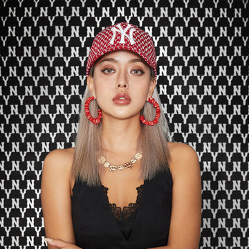 mlb男女帽子泫雅同款老花硬顶棒球帽运动休闲遮阳鸭舌帽32cpfb011红色