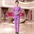 年足疗技师工作服套装美容师女夏季短袖SPA高级浴场连衣裙(M 紫色中袖裤子套装)