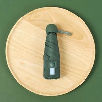 胶囊太阳伞女防晒防紫外线遮阳晴雨伞两用迷你五折叠超轻小巧便携(墨绿（6骨五折伞）黑胶防嗮超轻迷你 默认)