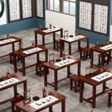 俊采云JCY-X16书画桌椅实木课桌椅黑棕色一桌两凳（单位：件）(120*50*75)