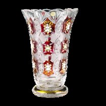 捷克波西米亚欧式装饰摆放水晶玻璃花瓶描金太阳花手工珐琅花花瓶(捷克花瓶)