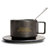创意美式咖啡杯碟勺 欧式茶具茶水杯子套装 陶瓷情侣杯马克杯.Sy(美式咖啡杯(铁锈黑)+勺+瓷盘)
