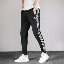 阿迪达斯Adidas三叶草针织长裤男新款三条纹休闲卫裤运动裤EC4710(黑色 L)