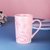 杯子创意个性潮流陶瓷杯女北欧ins少女水杯瓷杯咖啡马克杯带盖勺(藕色 粉色石纹单杯)