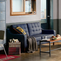 奥古拉家具 布艺沙发 单人双人沙发 日式简约北欧小户型沙发组合(布艺-蓝色 单人+双人送脚凳抱枕)