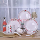 餐具套装碗盘景德镇陶瓷器卡通韩式26头陶瓷家用碗具创意碗碟套装