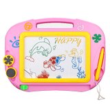 儿童画画板磁性写字板宝宝彩色绘画涂鸦板大号婴儿玩具(粉色（彩色）)