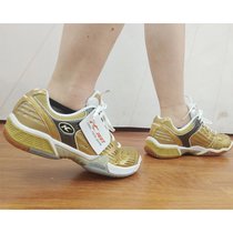 Kason凯胜羽毛球鞋女春夏舒适耐磨防滑撞色潮流拼接比赛运动鞋(金/乌金 FYZH014-3 鞋边微黄（购买前请看细节图） 37)