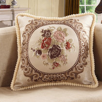 黛丝丹奴复古欧式提花靠垫刺绣沙发抱枕套含芯 布艺床头提花靠垫50x50(国色天香 米白灰)