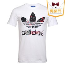 Adidas阿迪达斯三叶草 男款运动休闲大logo圆领透气短袖T恤AO3005(AO3005 M)