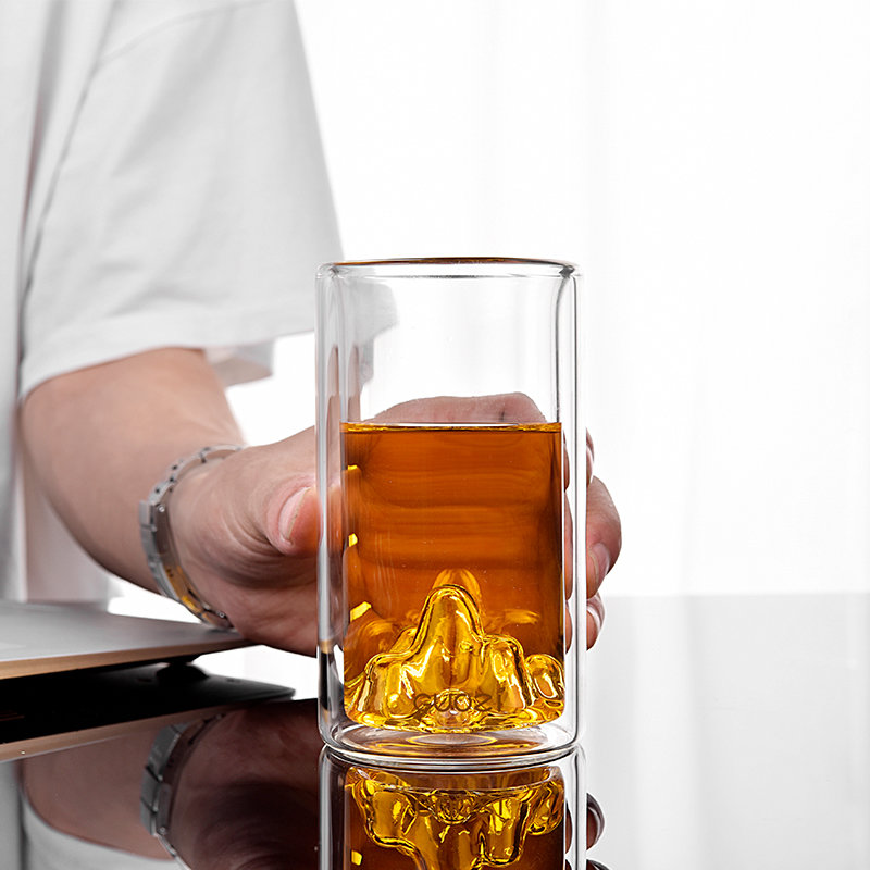 锦多惠GUOZI山自在双层玻璃口杯GZ-S61创意个性办公杯日式个人玻璃杯225ml(225ml)