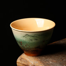 柴烧手绘复古主人杯 手工山水杯功夫茶具对杯窑变柴烧茶杯单杯(柴烧-手绘-文雅杯)
