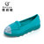 歌莉娅新款女式真皮软面平底单鞋 时尚休闲舒适厚底糖果色女鞋G031(蓝色 39)