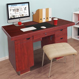 木巴简约办公桌现代家用写字台小户型台式电脑桌书桌组合 老板桌(棕色1.2米XZT010 默认)