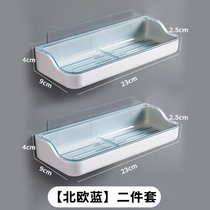 壁挂式肥皂盒浴室免打孔吸盘式香皂盒卫生间创意双层沥水架置物架(T长方皂盒【默绿2个】)