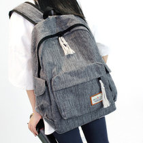 简约双肩包男女韩版中学生书包大容量旅行背包学院风电脑包休闲包(灰色)