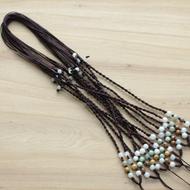 翡翠淘翠三彩翡翠珠子项链编织手工可伸缩吊坠佩绳返回商品页