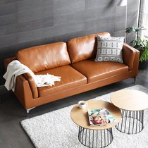 SKYMI简约沙发小户型沙发海绵直排沙发客厅沙发组合商务会客沙发(咖啡色 双人位沙发)