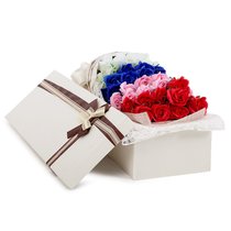 生日礼物玫瑰女人节永生花香皂花束礼盒小熊女友老婆礼物新品(33朵杂色)