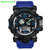 三达SANDA新款运动手表男表双显电子表时尚多功能运动休闲复古腕表SD-742(黑蓝)