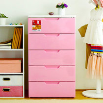 爱丽思IRIS 日本环保树脂 塑料五层抽屉式整理衣柜收纳柜HG555B 556B 557B(粉色方形扣手HG555B)