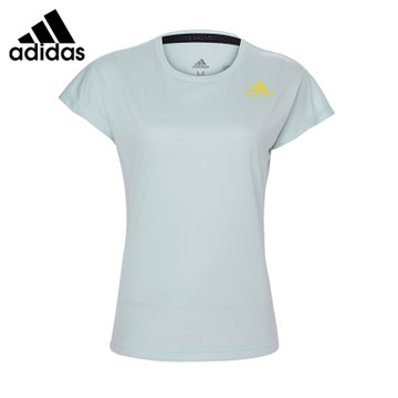 阿迪达斯羽毛球服女款比赛运动服速干短袖春夏团购印字T恤FM2014(FM2014浅绿 S)