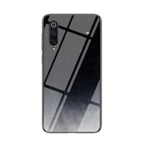小米9手机壳新款9SE星空彩绘玻璃壳MI9防摔软边小米9se保护套(星空月牙 小米9)