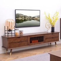 吉木多 北欧电视柜现代简约轻奢地柜小户型客厅电视柜(胡桃色 电视柜)