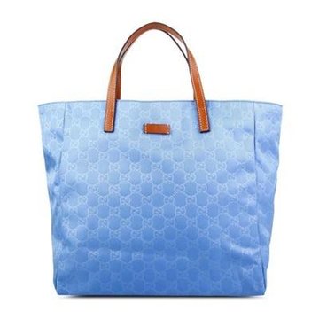 gucci古驰蓝色尼龙暗花手提包