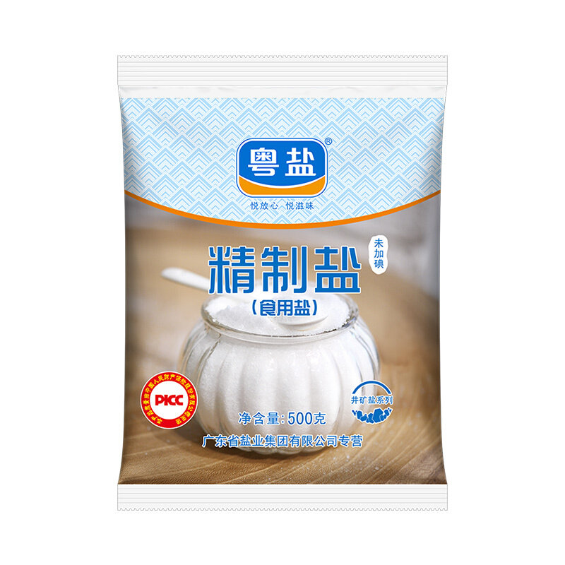 粤盐未加碘无碘盐500g精制食用盐