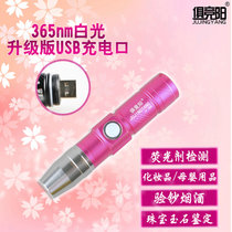 俱竞阳366 验钞防伪手电筒USB充电化妆品面膜纸尿裤荧光剂检测笔灯(粉红)