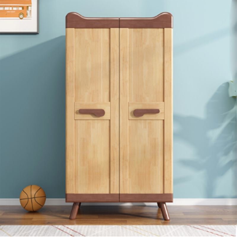 北欧两门衣橱小学生卡通环保原木色储物柜小户型组装1米小衣柜(单位