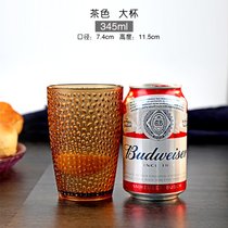 亚克力水杯彩色漱口杯果汁茶杯耐热耐摔 餐厅杯子透明塑料啤酒杯(茶色波点-大杯 340ml)