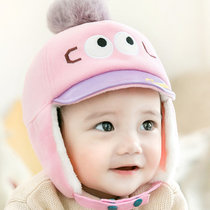 秋冬男童女童帽子0-3-6-12个月婴儿帽子1-2岁春婴幼儿鸭舌毛呢儿童帽子(加长护耳粉色)