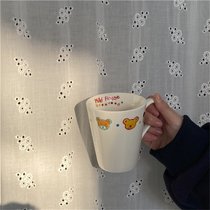 马克杯杯子少女家用ins水杯简约小清新小熊可爱卡通牛奶陶瓷喝水(小熊  陶瓷水杯 8.5*10cm 300ml)