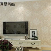 秀壁坊墙纸 环保无纺布欧式大马士革壁纸 卧室客厅沙发背景电视墙(50702米黄色)
