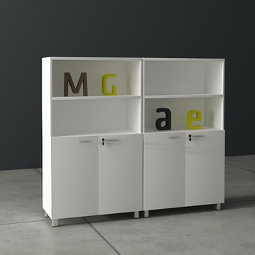 组合柜 现代简约储物柜 矮柜 展示柜 玻璃柜 书柜 资料柜(白色 款式四