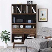 实木书柜自由组合格子柜胡桃木色家具